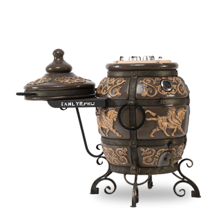  Тандыр «Перс Толпар», Черный, отдельная крышка, со столиком, без колес
